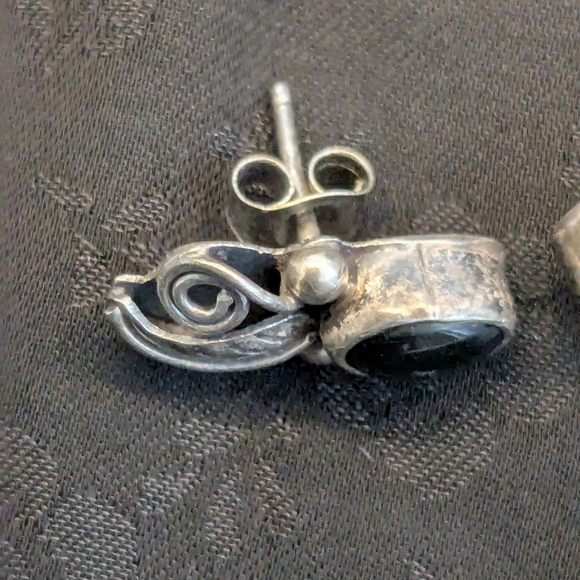 Vintage Native American Paua Shell Solid Sterling Silver Pierced Earrings - Picture 8 of 8